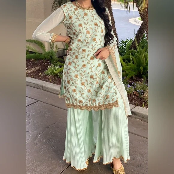 Mint Green Sharara - Picture 1 of 13